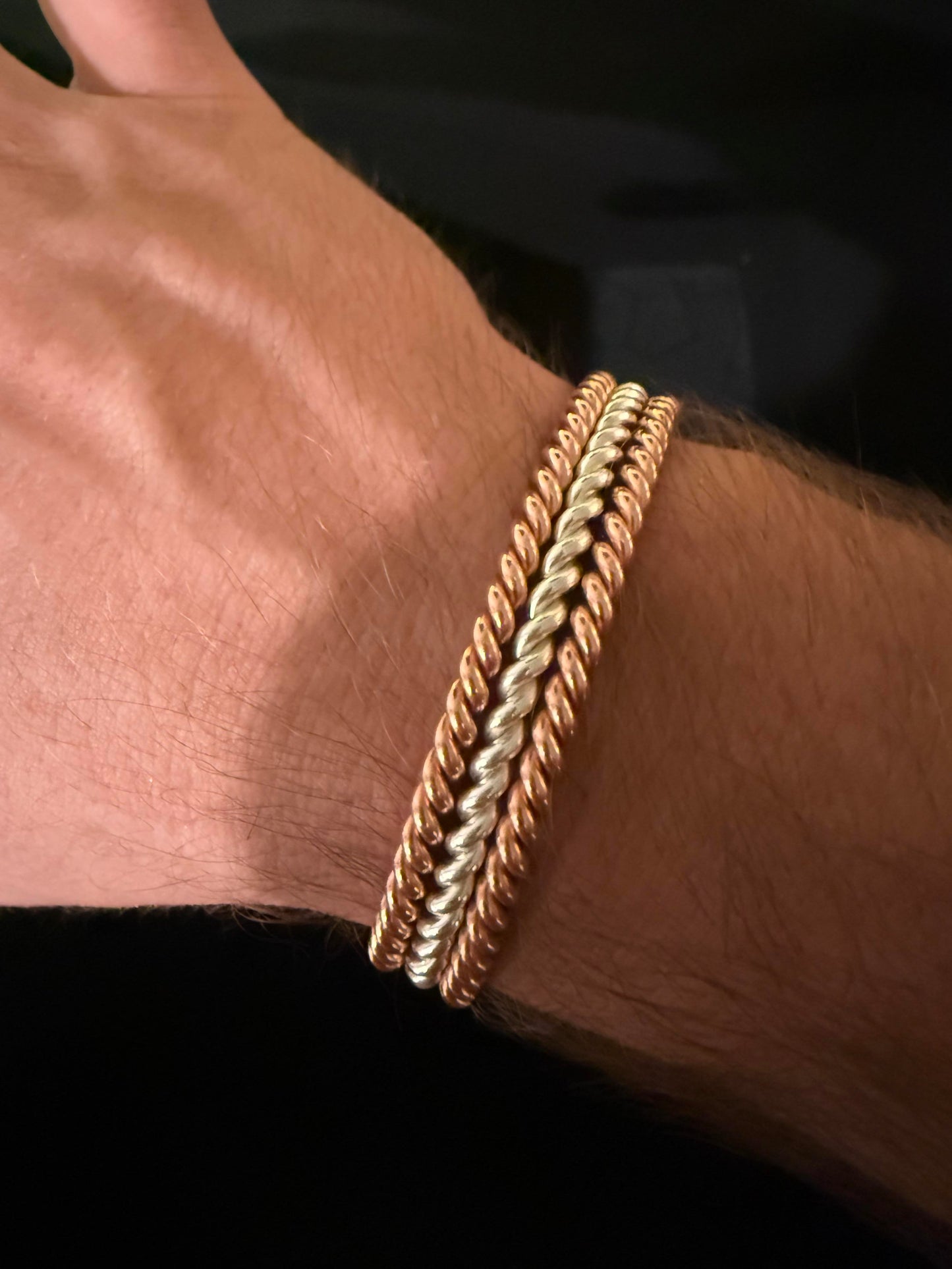 Copper & Silver Plated Rope Cuff