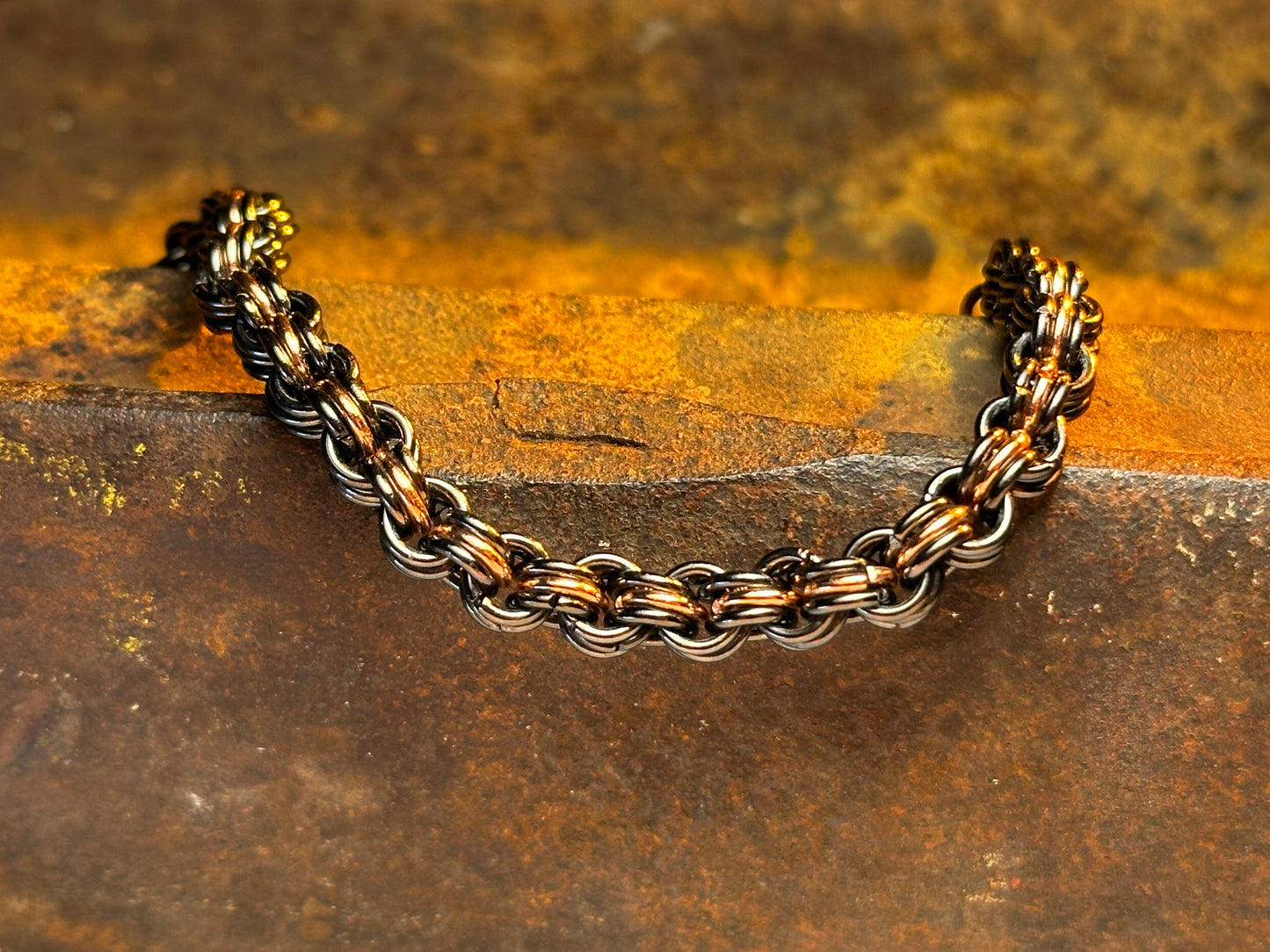 Maille Bracelet- Gunmetal & Rose Gold-Copper Links