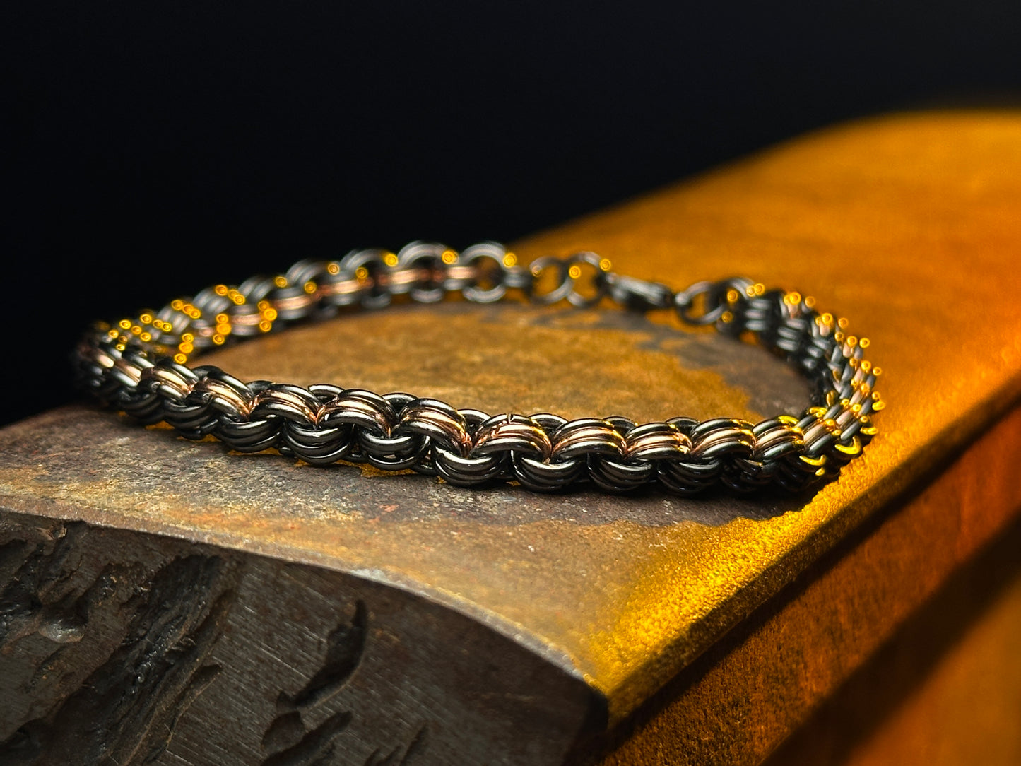 Maille Bracelet- Gunmetal & Rose Gold-Copper Links