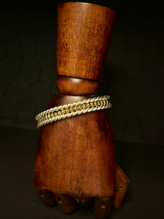 Silver Rope & Gold Bead Cuff
