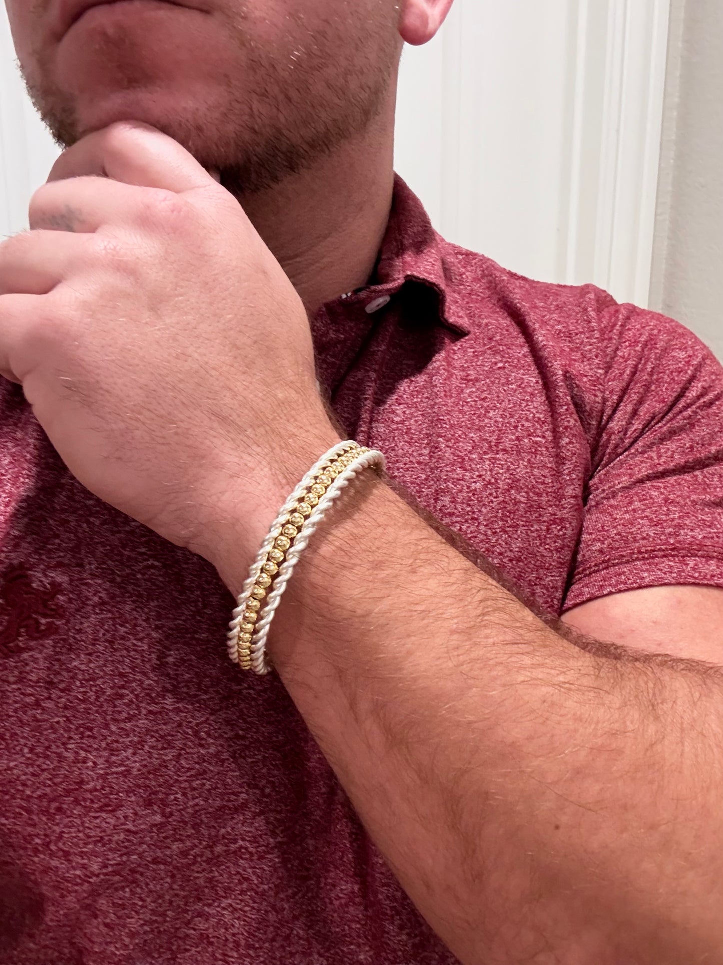 Silver Rope & Gold Bead Cuff